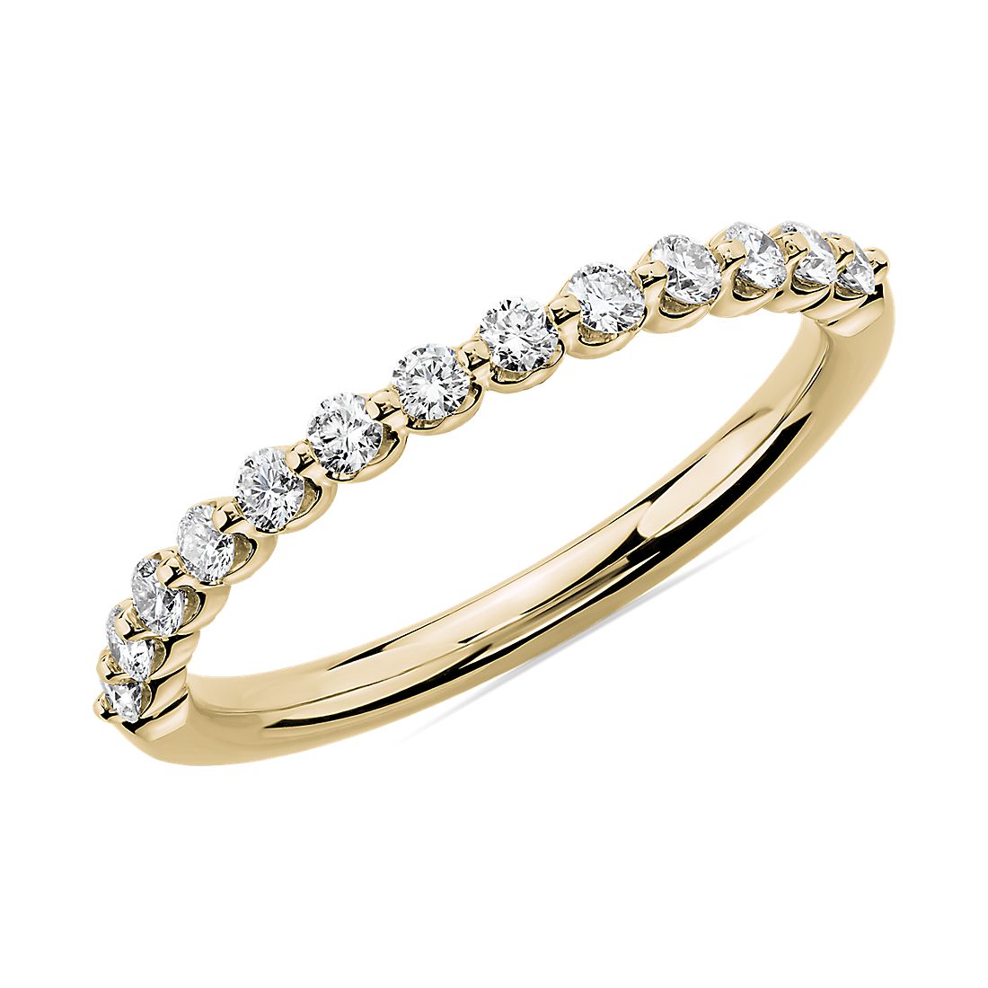 14k 黃金懸浮鑽石結婚戒指（1/3 克拉總重量）