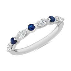 NEW Floating Marquise and Round Sapphire and Diamond Band in 14k White Gold (0.40 ct. tw.)