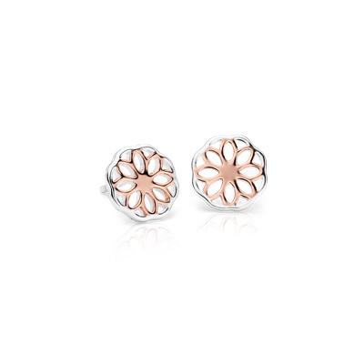 Floral Stud Earrings in Rose Gold 