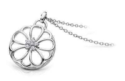 Diamond Flower Pendant in Sterling Silver (1/4 ct. tw