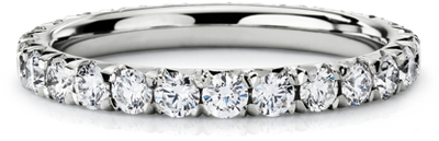 French Pave Diamond Eternity Ring In 14k White Gold 1 Ct Tw