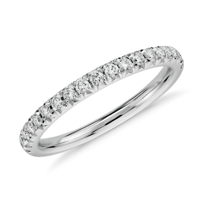 French Pave Diamond Ring In 14k White Gold 1 4 Ct Tw Blue Nile