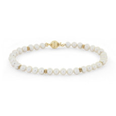 Freshwater Cultured Pearl Bracelet with Separators in 14k Yellow Gold (4.0-4.5mm)