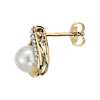 Vintage-Inspired Freshwater Cultured Pearl and Diamond Teardrop Earrings in 14k Yellow Gold