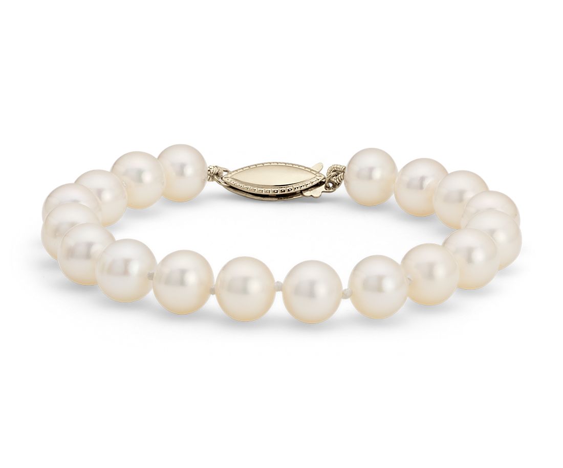 Freshwater Cultured Pearl Bracelet in 14k Yellow Gold (8.0-8.5mm)