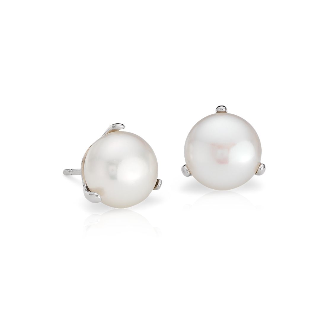 Freshwater Cultured Pearl Stud Earrings in 14k White Gold (9.9mm ...