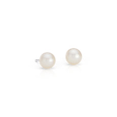 淡水养殖珍珠和 925 纯银耳钉（6-6.5 毫米）