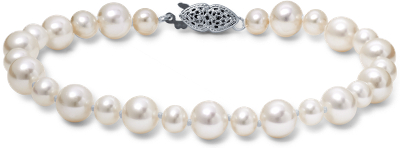 Freshwater Cultured Pearl Garland Bracelet in 14k White Gold (5-7mm ...