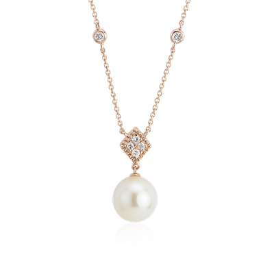 diamond pearl drop necklace