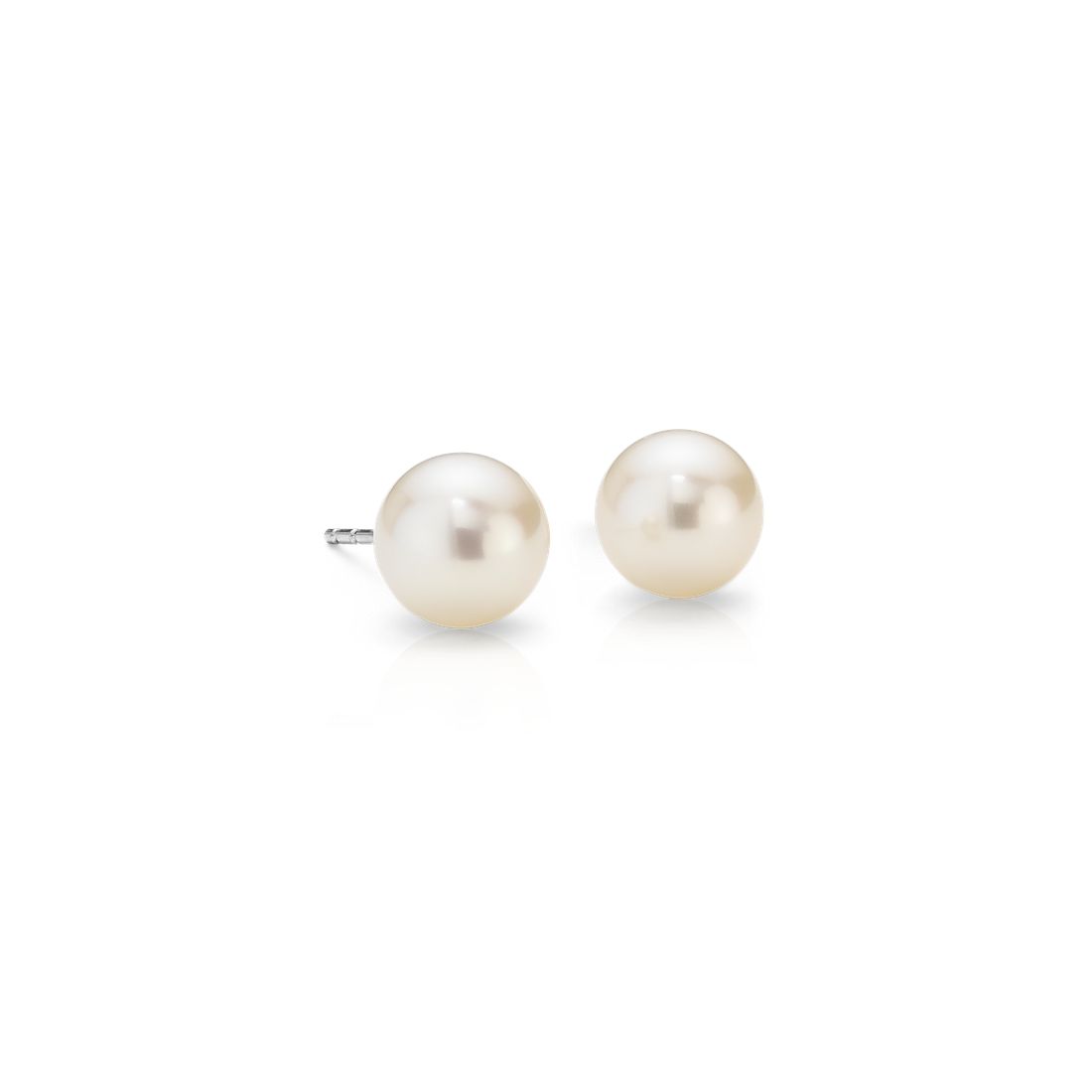 Aretes de perlas cultivadas de agua dulce en oro blanco de 14 k (7 mm)