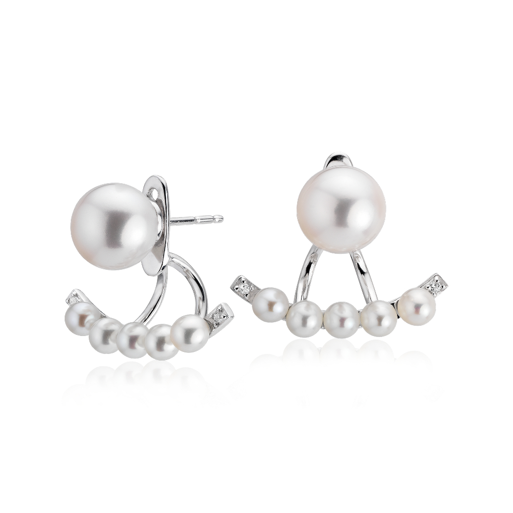 "Freshwater Cultured Pearl Earrings with Smile Jacket in Sterling Silver (3-8mm)"