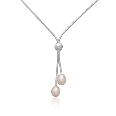 pearl drop necklace silver