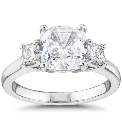 Tapered Baguette Diamond Engagement Ring in 14k White Gold | Blue Nile
