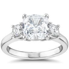 The Gallery Collection Cushion-Cut Three-Stone Diamond Engagement Ring in Platinum (0.40 ct. tw.)