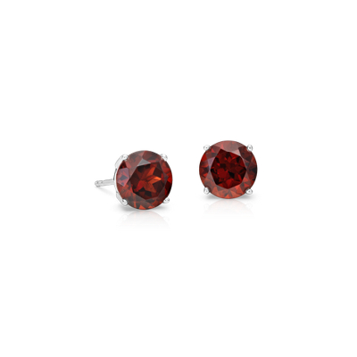 Garnet Stud Earrings in 18k White Gold (7mm) | Blue Nile