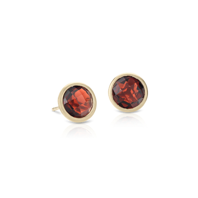 Garnet Stud Earrings in 14k Yellow Gold (7mm) | Blue Nile