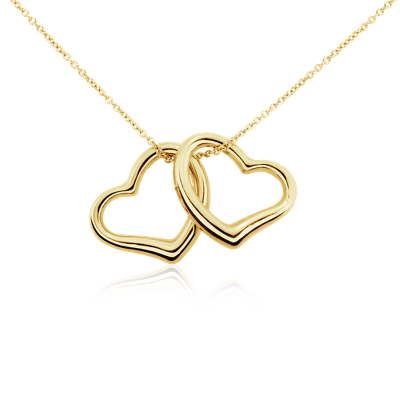 Classic Double Heart Pendant in 14k Yellow Gold | Blue Nile
