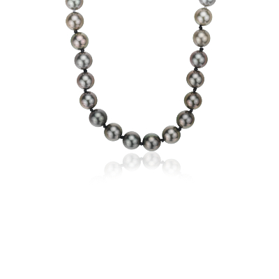 Collar De Perlas Cultivadas De Tahití Y Akoya En Gradiente En Oro Blanco De 18 K 8 85 Mm