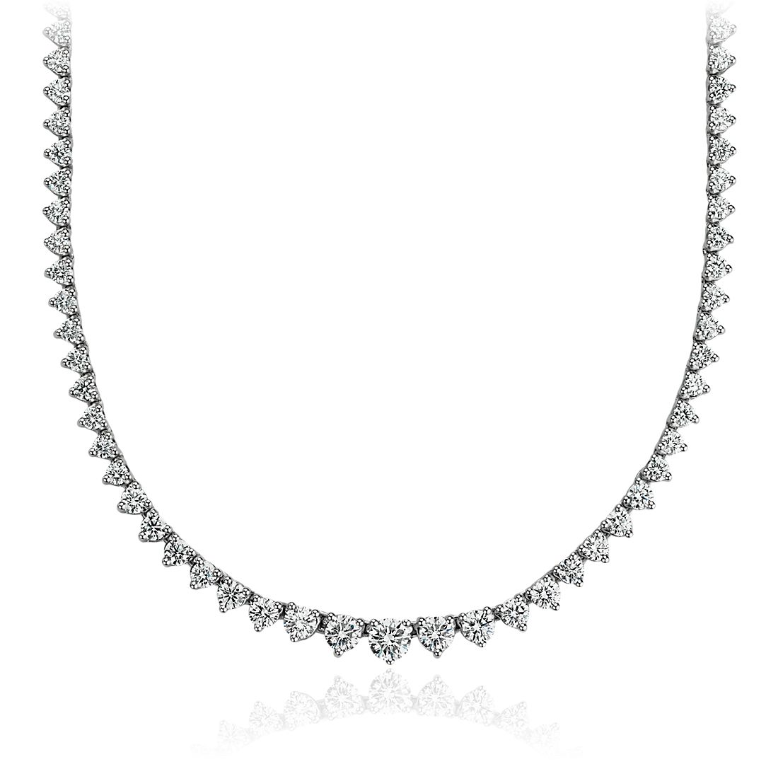 Graduated Diamond Eternity Necklace in 18k White Gold (7 ...