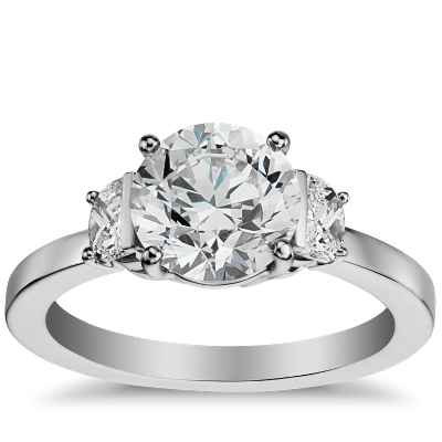 Half Moon Diamond Engagement Ring in Platinum | Blue Nile