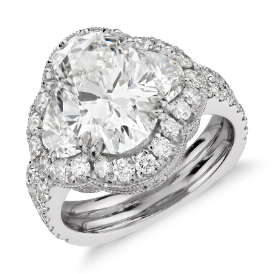 Bella Vaughan for Blue Nile Fortuna Half Moon Oval Diamond Engagement