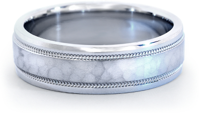 Hammered Milgrain Comfort Fit Wedding Ring In Platinum 6mm