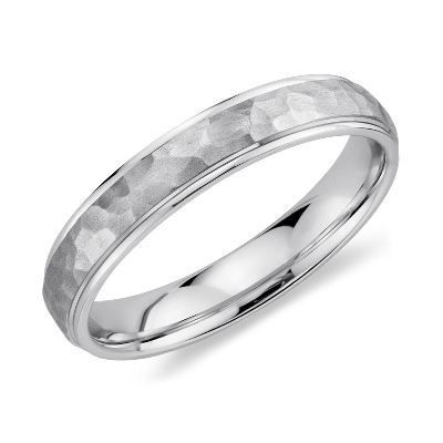 Hammered Wedding Ring in 14k White Gold (4mm) Blue Nile