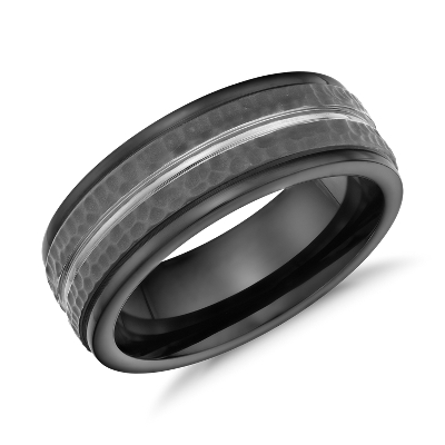 Hammered Finish Wedding Ring In Blackened Cobalt 8mm Blue Nile