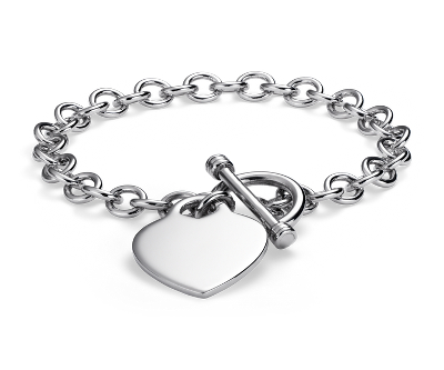 Heart-Tag Toggle Bracelet in Sterling 