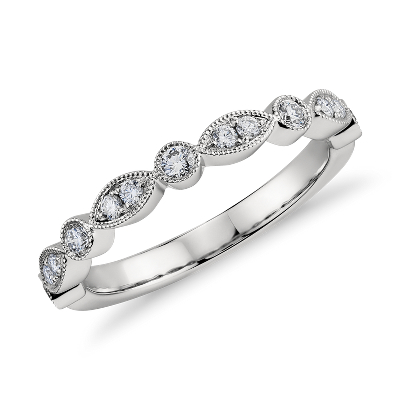 Milgrain Marquise And Dot Diamond Ring In Platinum Blue Nile
