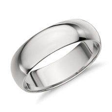 铂金中量内圈圆弧设计结婚戒指（6 毫米）