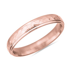 High Polish Hammered Wedding Ring 14k Rose Gold (4mm)