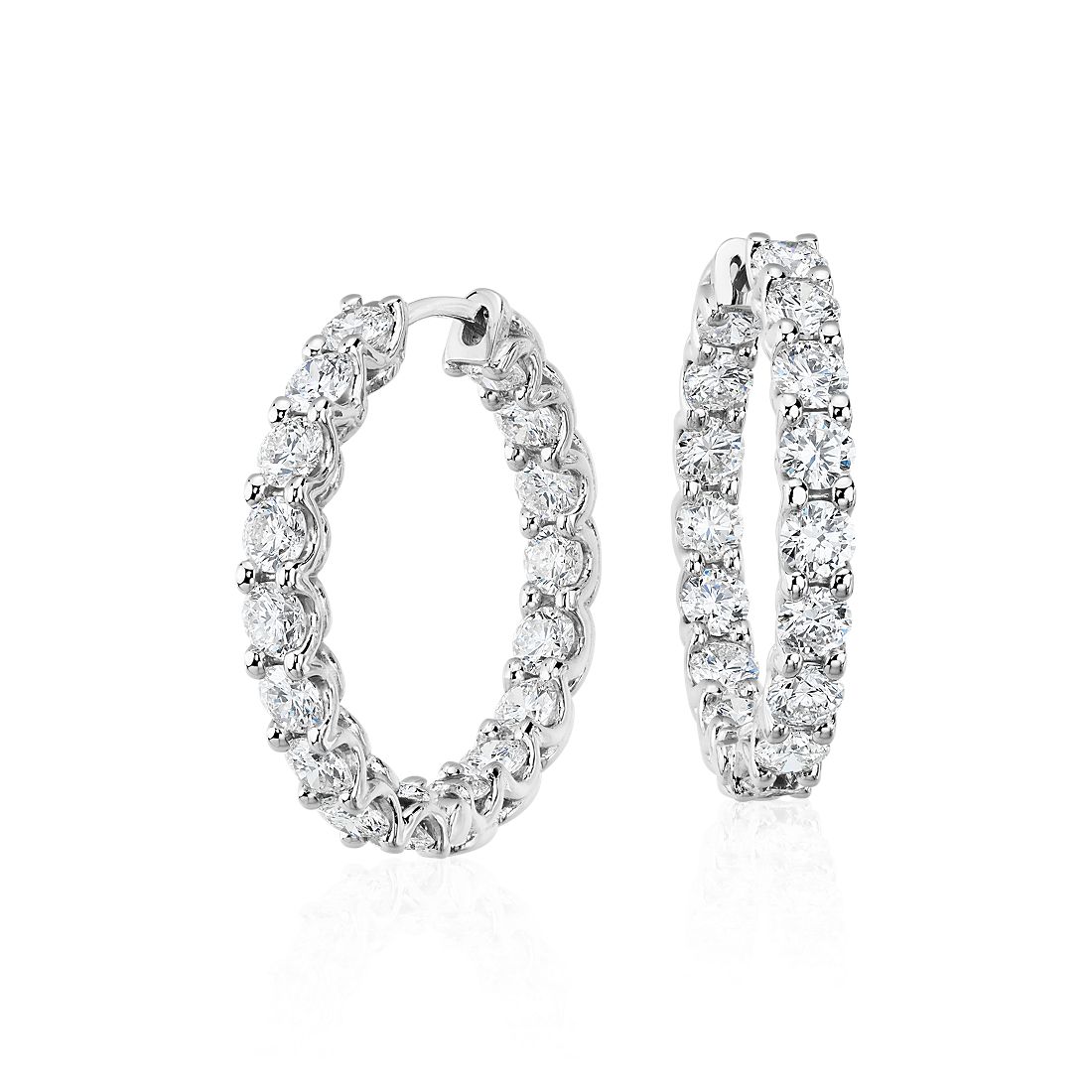 Diamond Eternity Hoop Earrings in 14k White Gold (3 1/2 ct. tw.) | Blue ...