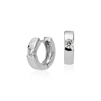 Diamond Hoop Earrings in 14k White Gold (3/8 ct. tw.) | Blue Nile