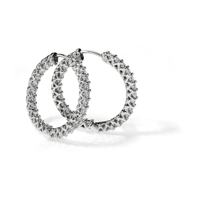 Diamond Eternity Hoop Earrings in 14k White Gold (2 1/5 ct. tw.) | Blue
