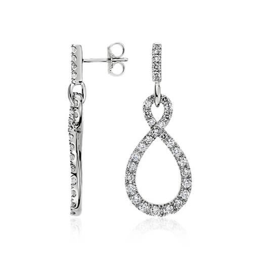 Infinity Diamond Earrings in 14k White Gold (1 1/2 ct. tw.) | Blue Nile