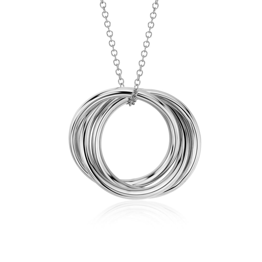 Infinity Rings Pendant in 14k White Gold