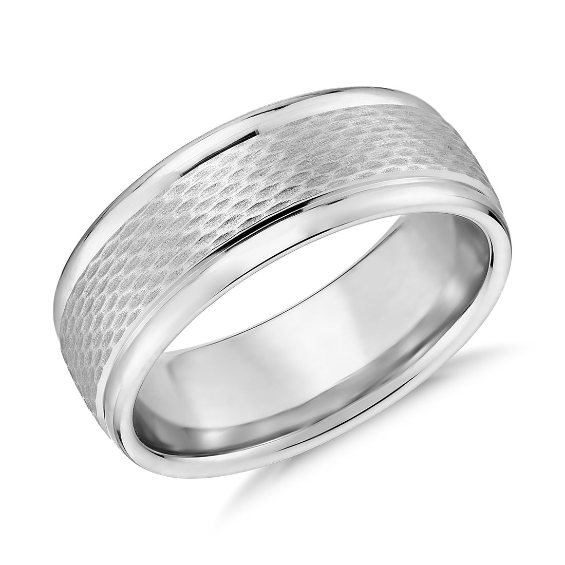 Textured Inlay Wedding Ring in 14k White Gold (7.5mm) | Blue Nile