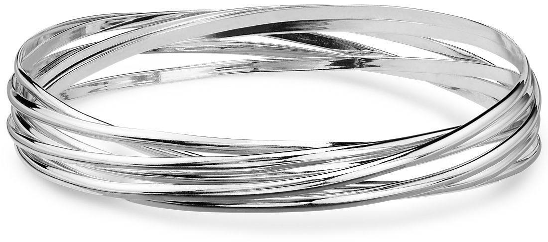 Interlocking Bangle Bracelets in Sterling Silver
