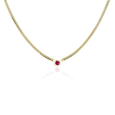 NEW Ruby Curb Link Necklace in 14k  Italian Yellow Gold