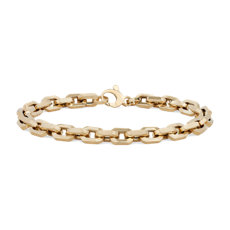 NEW Men's 8" Small Faceted Gold Bracelet in 14k Yellow Gold (6.5 mm)