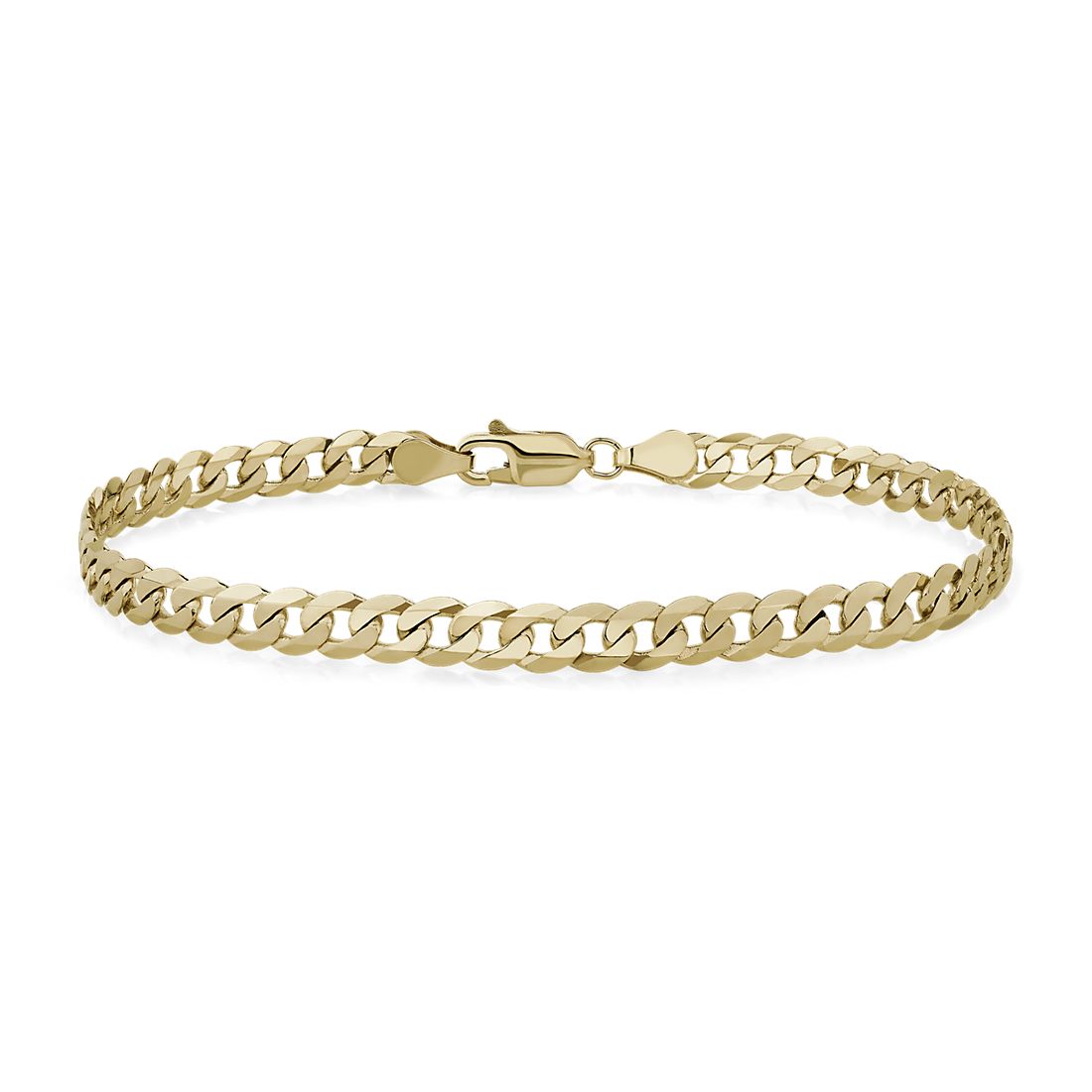 8" Men's Flat Beveled Curb Chain Bracelet in 14k Yellow Gold (4.75 mm)