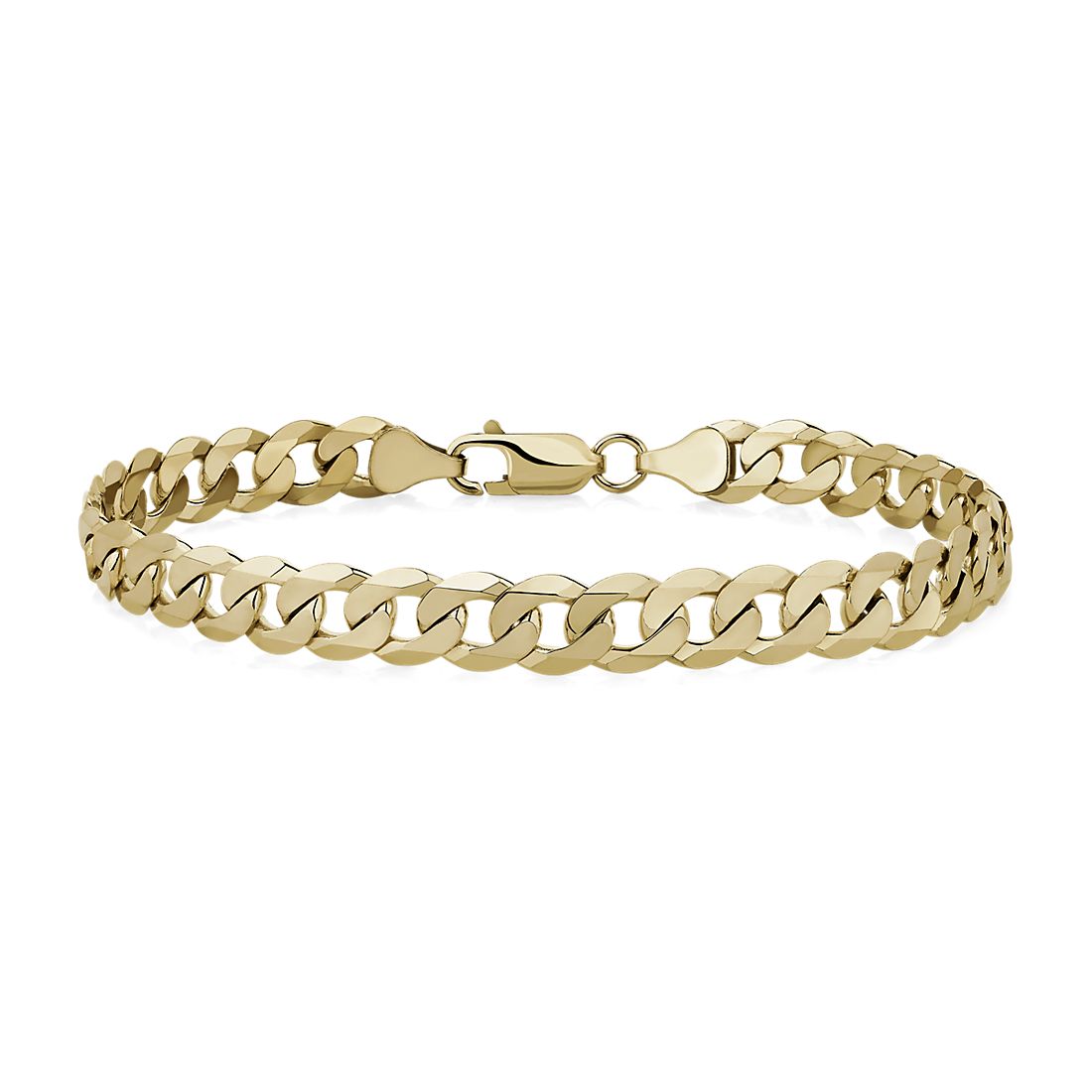 8" Men's Flat Beveled Curb Chain Bracelet in 14k Yellow Gold (7.25 mm)