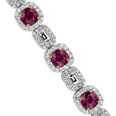 Alternating Ruby and Diamond Bracelet in 18k White Gold