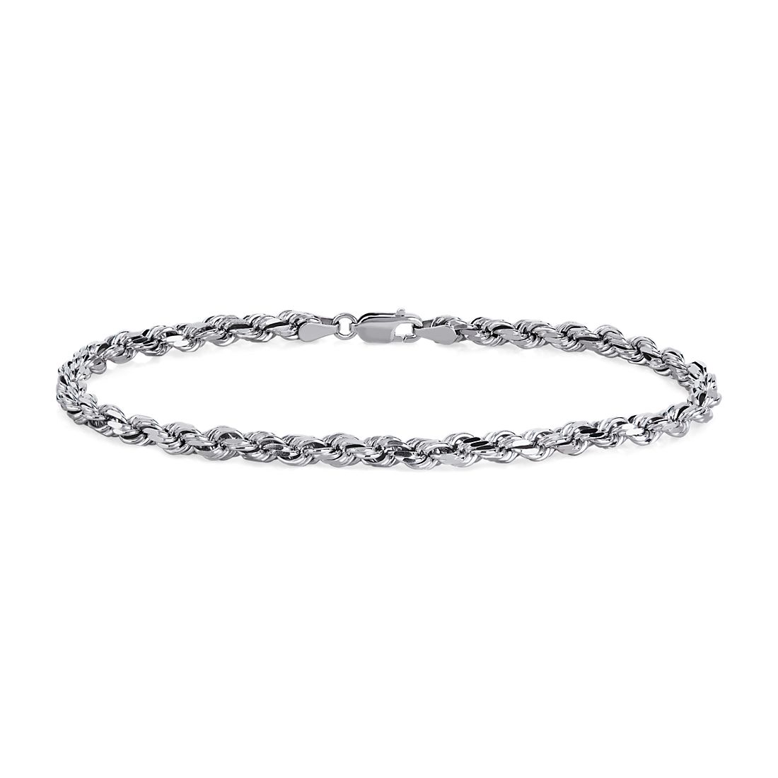 8" Diamond Cut Rope Chain Bracelet in 14k White Gold (4.25 mm)