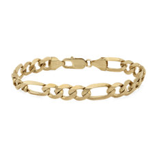 8&quot; Men&#39;s Flat Figaro Chain Bracelet in 14k Yellow Gold (8.75 mm)