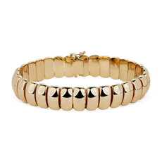 NEW 7.5" Large Domed Bracelet in 14k Yellow Gold (13.5 mm)
