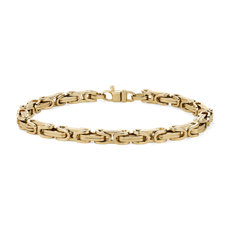 NEW 8" Men's Byzantine Chain Bracelet in 14k Yellow Gold (5 mm)