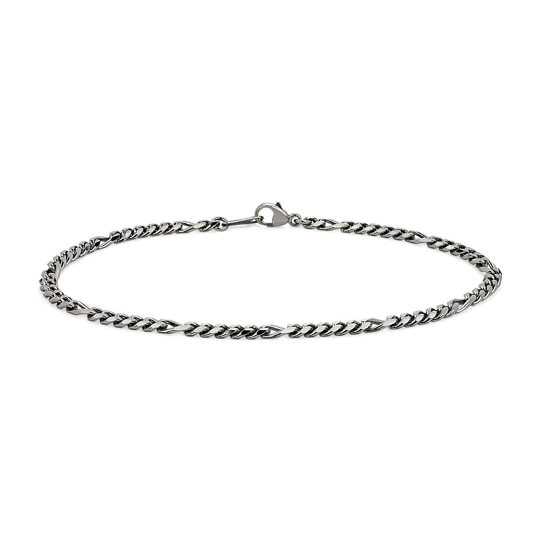 8" Men's Flat Figaro Chain Bracelet Bracelet in Platinum (3.2 mm)