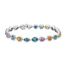 NEW Multi-Color Gemstone and Bracelet diamants in Or blanc 18 carats